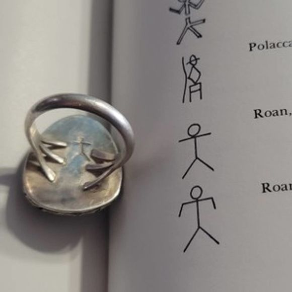 Early Jerry Roan researched Sterling Silver Green Turquoise Mens Ring sz 11.75 - Picture 9 of 10